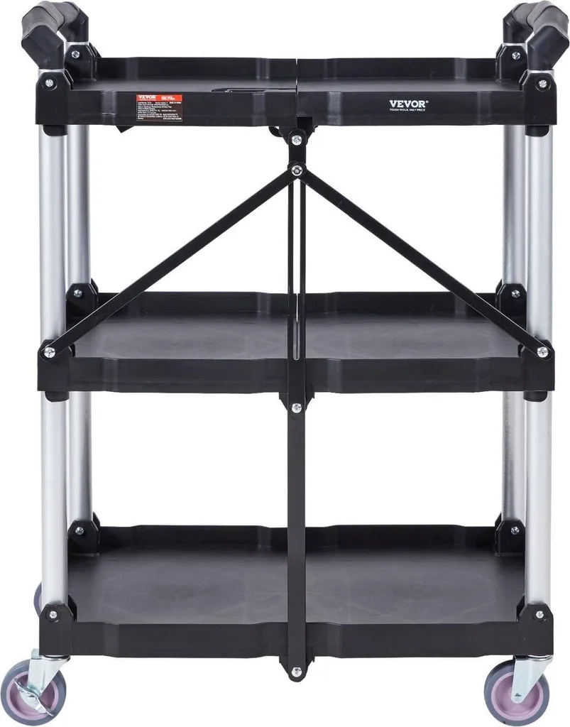 Desserte à roulettes pliante en plastique - Chariot à outils portable