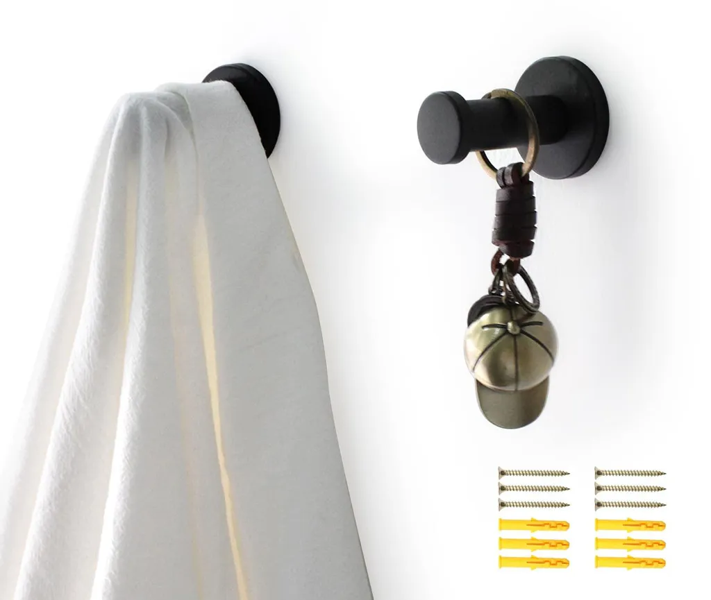 Patères de Vestiaire Noires avec Chevilles Robustes - Lot de 2 de 53mm