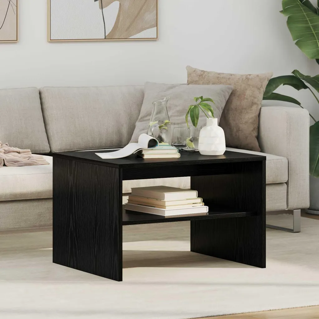 Tavolino Salotto Nero Maison Exclusive 60x50x40 Legno Rovere