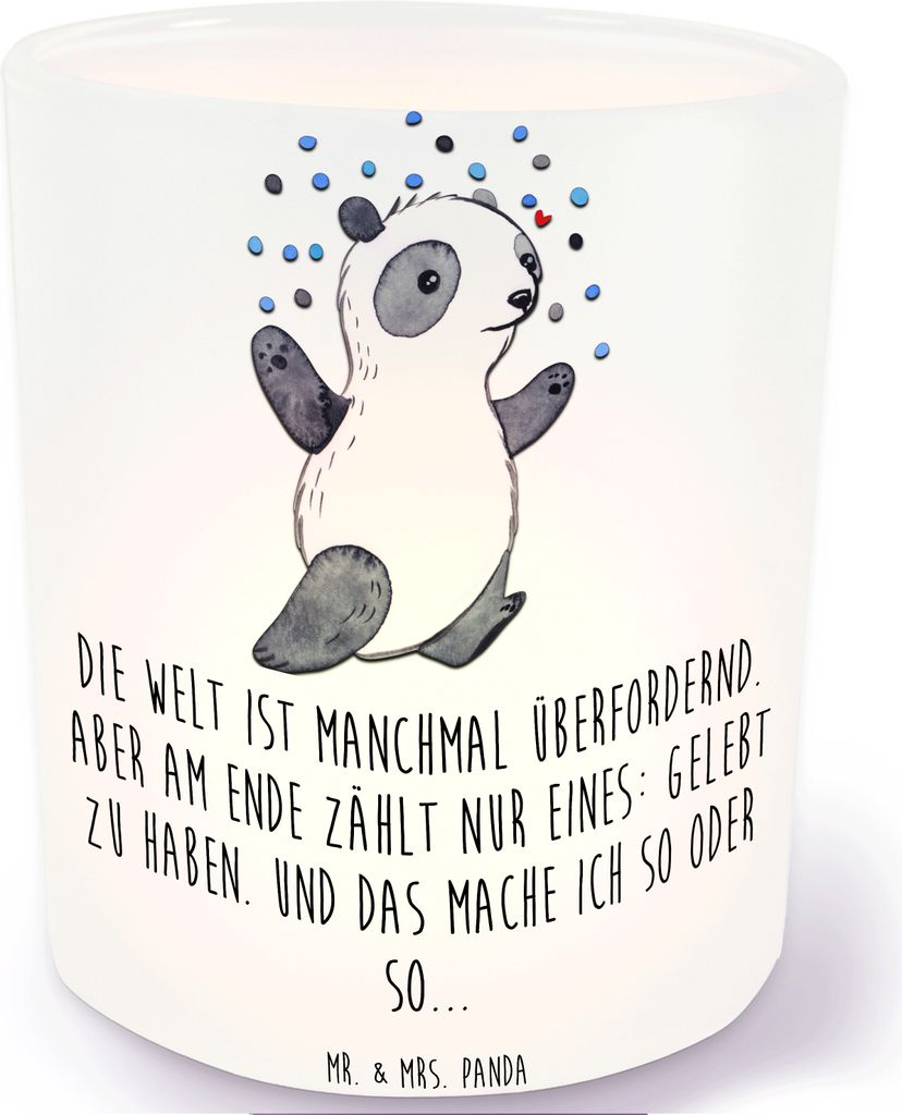 Mr. & Mrs. Panda Kerzenhalter Panda Bipolar - Transparent - Geschenk, Glas Teelichthalter, Windlicht, Kerzen, aus, Bipolare Störung
