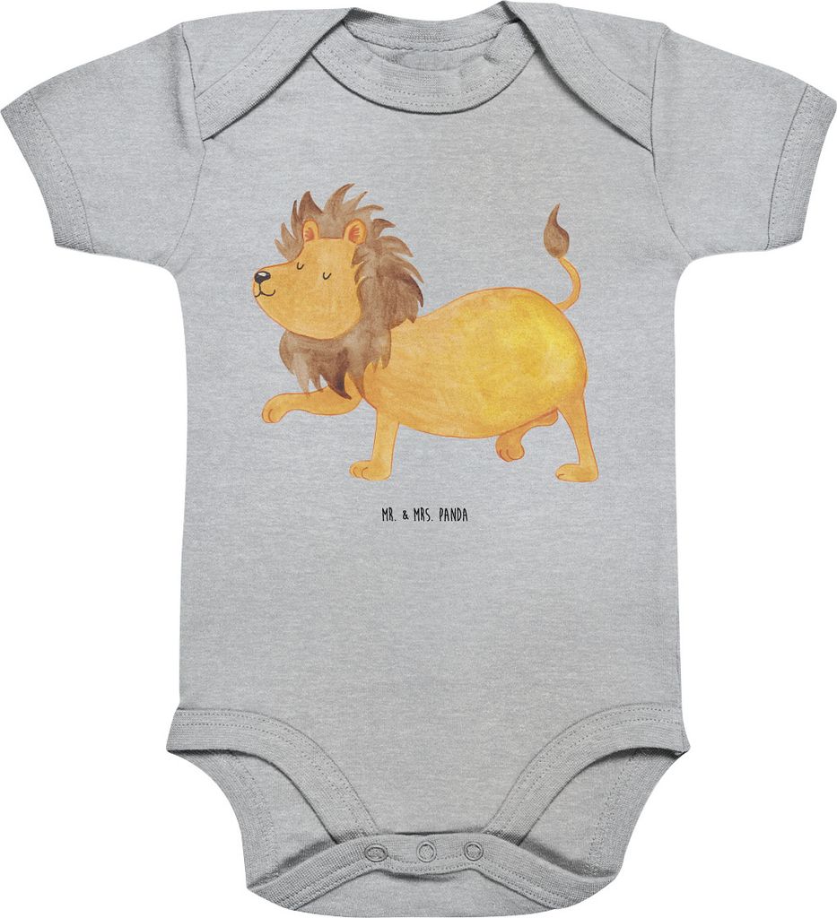 Mr. & Mrs. Panda Strampler Baby Sternzeichen Löwe 12. - 18. Monat - Heather Grey - Geschenk, Kurzarmbody, babykleidung body, Juli, König Der Tier...