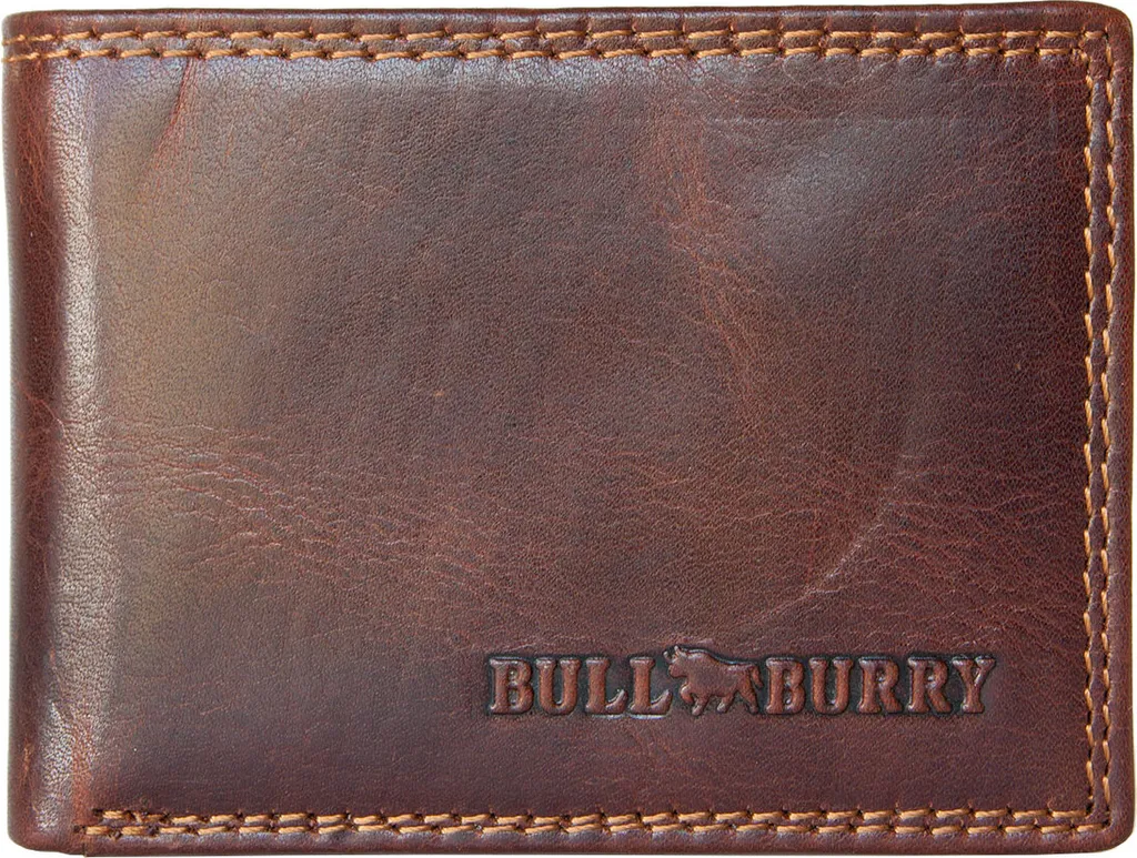 Porte-monnaie compact marron cuir véritable contre l'encombrement homme