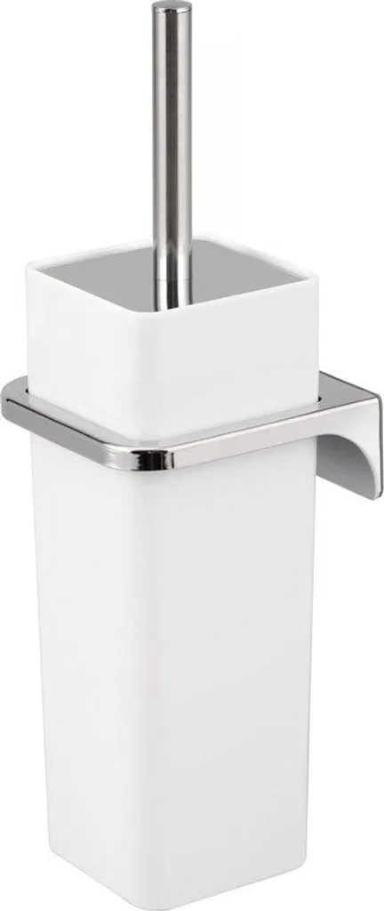 Ensemble de toilettes avec support mural et brosse WC carrée blanc mat