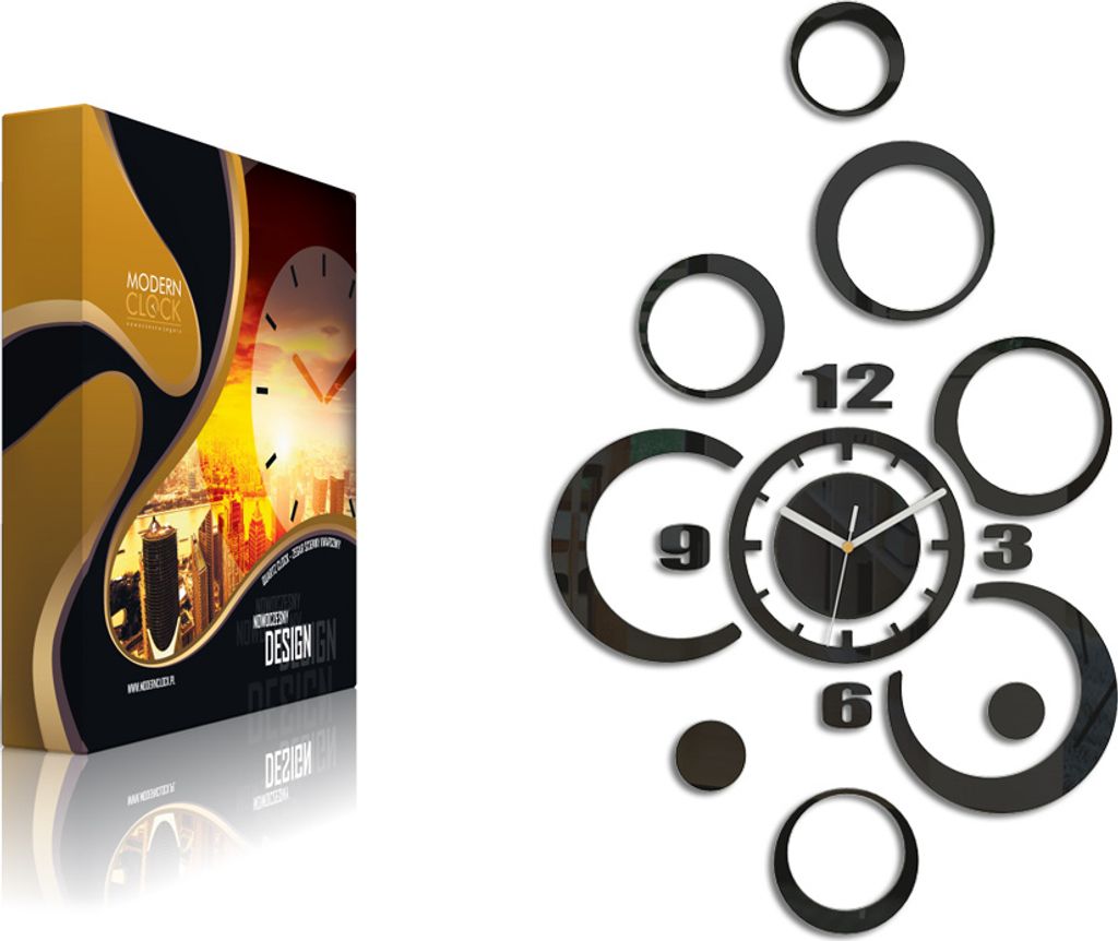 ModernClock, Uhr, wanduhr schwarz groß, wanduhr, Alladyn schwarz, DIY