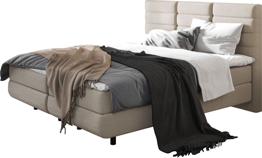 MIRJAN24 Boxspringbett Symphony mit zwei Bettkästen für die Bettwäsche, Polsterkopfteil, Bonellfederkernmatratze (Farbe: Barrel 04, Größe: 160...