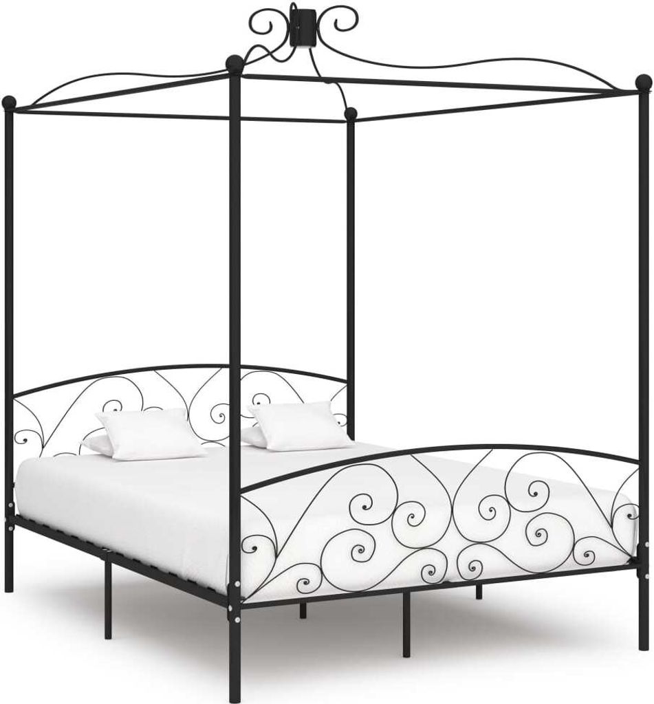 Ankonbej Himmelbett-Gestell Schwarz Metall 180 x 200 cm