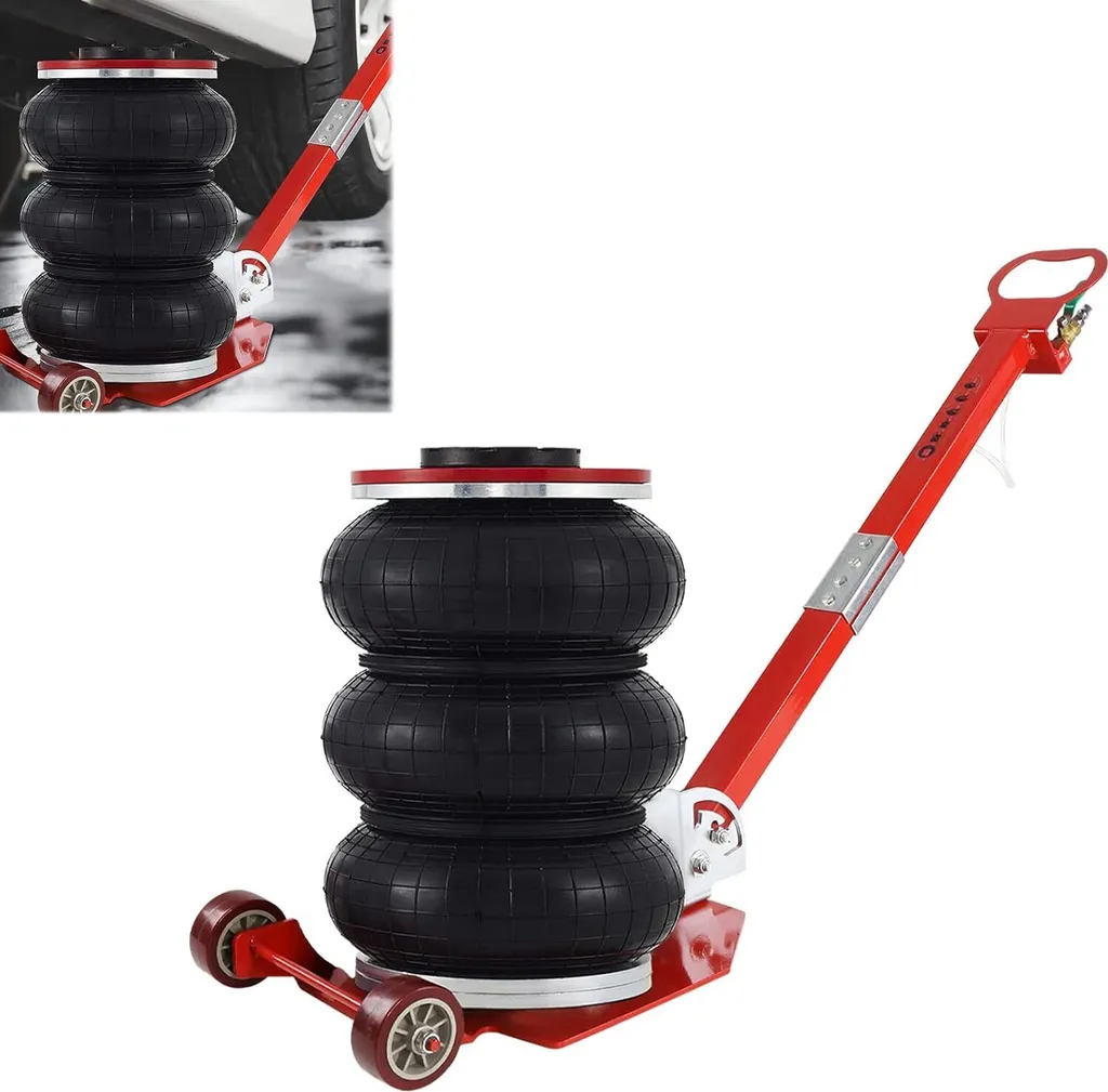 YUENFONG 3T Pneumatico auto Jack, 6600Lbs aria Jack auto pneumatico, auto Jack per la riparazione, Air Jack fino a 40 cm portatile, piattaforma di sollevamento pressione d'aria, rosso