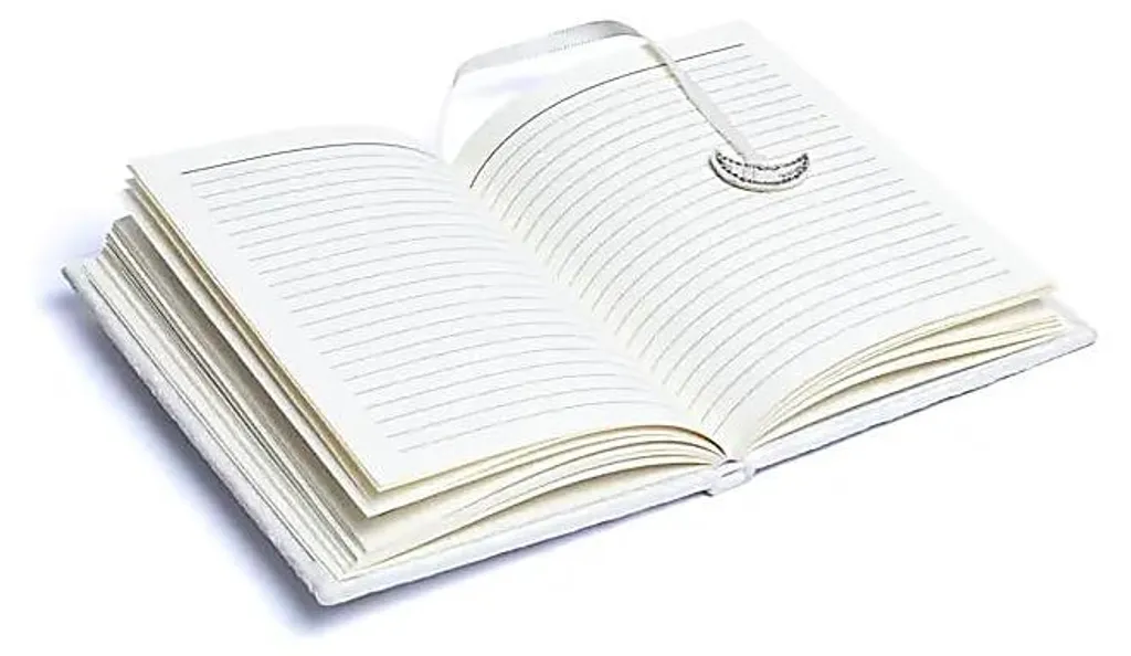 Carnet de Notes Velours Blanc avec Broderie Soleil Lune Format 20x15