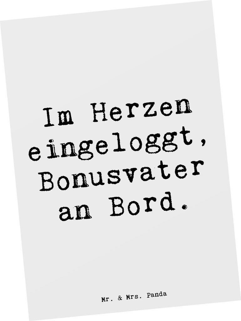 Mr. & Mrs. Panda Postkarte Spruch Bonusvater Herz - Weiß - Geschenk, Ansichtskarten, Stiefvater, Liebe, Grußkarte, Dankbarkeit, Postkarten, emoti...