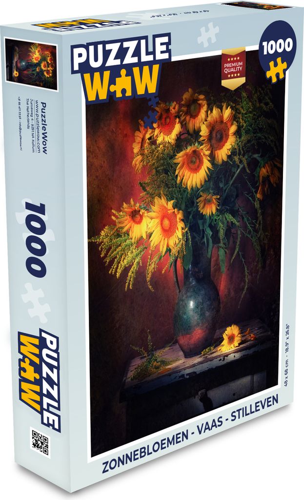 MuchoWow Puzzle 1000 Teile Sonnenblumen - Vase - Stilleben - Spielzeug - Alt und Jung - Spiele - Puzzeln