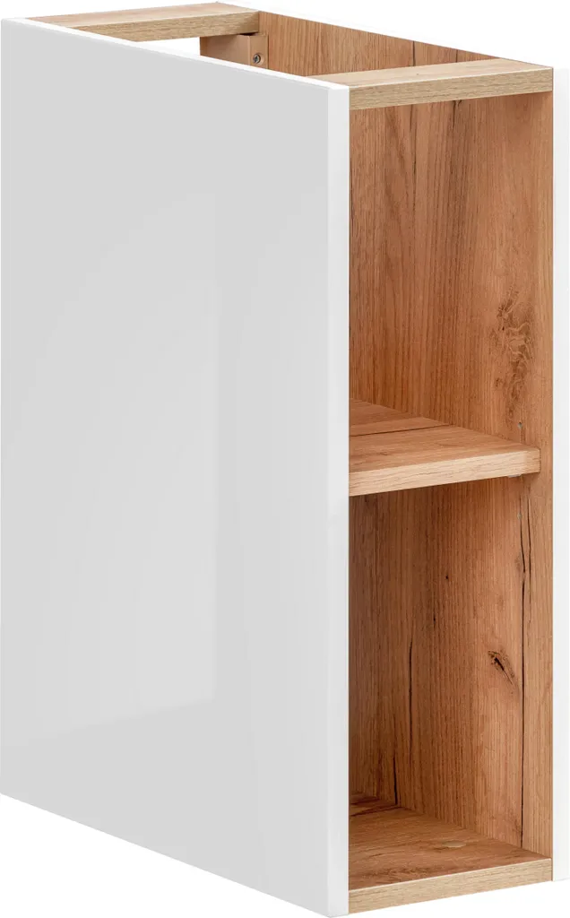 Petit Meuble de Rangement Blanc et Bois 20cm - Étagère Déco Design Capri