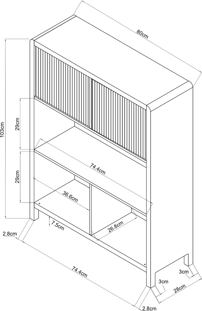 Commode Sideboard 2 Portes et 5 Compartiments en Bois de Chêne