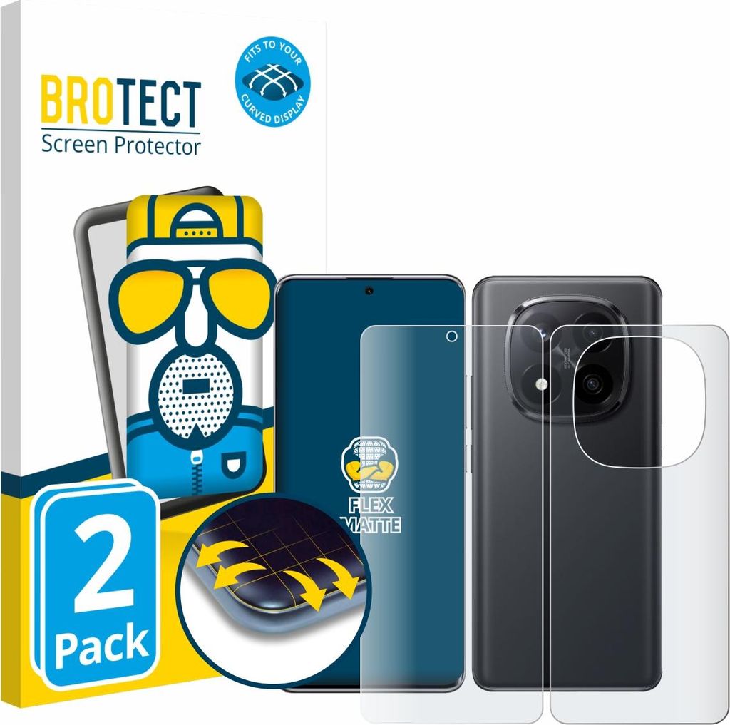 2x BROTECT Fullscreen Schutzfolie für Xiaomi Redmi Note 14 Pro Plus 5G (Display+Rückseite) Displayschutz Folie Fullcover Matt Entspiegelungsfolie