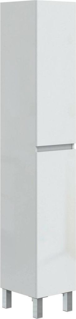 Säulenschrank Noru, Schrank für Badezimmer oder Küche, Multifunktionaler Hochschrank, Mehrzweckschrank, 30x35 h182 cm, Glänzendes Weiß