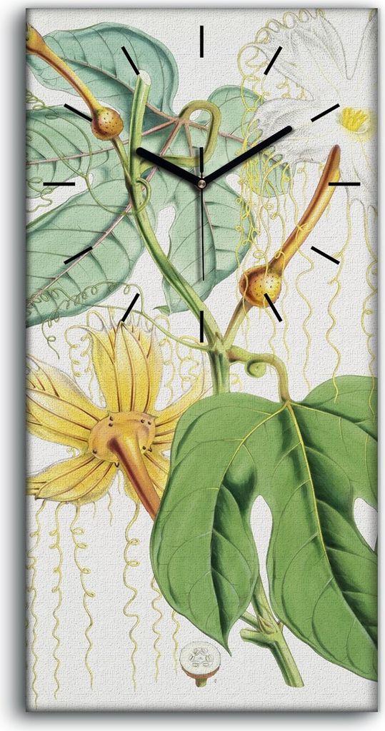 Küchenuhr Bürouhr Leinwand Uhr Geräuschlos 30x60 Gemälde Abstrakte Kunst Blumen - schwarze Hände