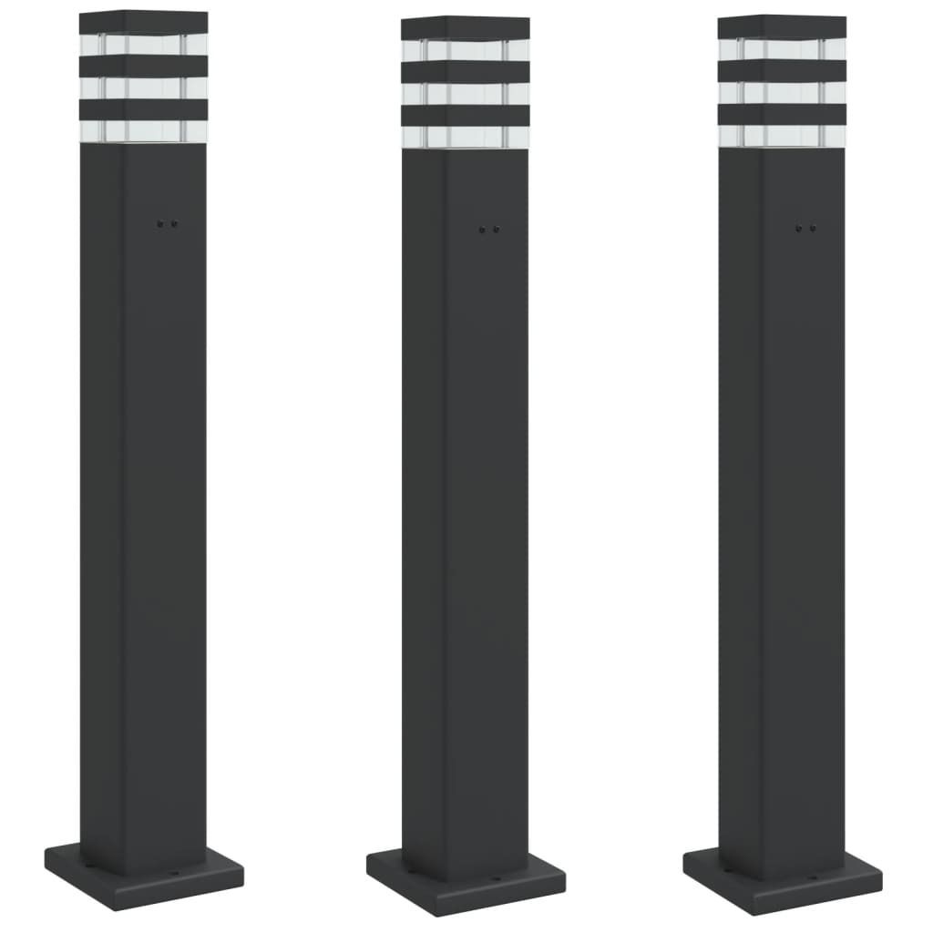 vidaXL Wegeleuchten mit Steckdose 3 Stk. Schwarz 80 cm Aluminium