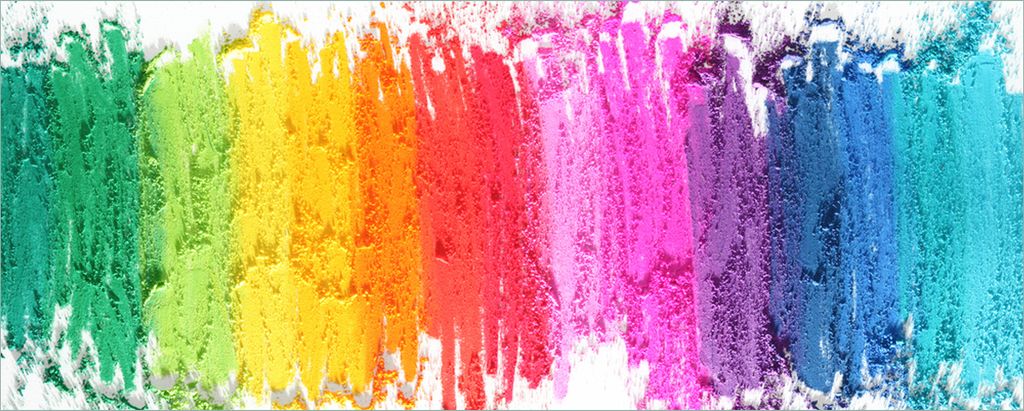 Wallario selbstklebendes Poster - Regenbogenstreifen auf weißem Hintergrund - Bunter Anstrich, Größe: 80 x 200 cm