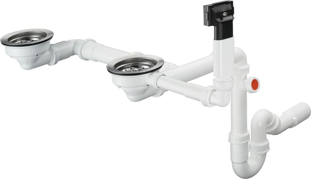hansgrohe Ab- u. Überlaufgarnitur D17-10 manuell, für Doppelbecken Granit, chrom