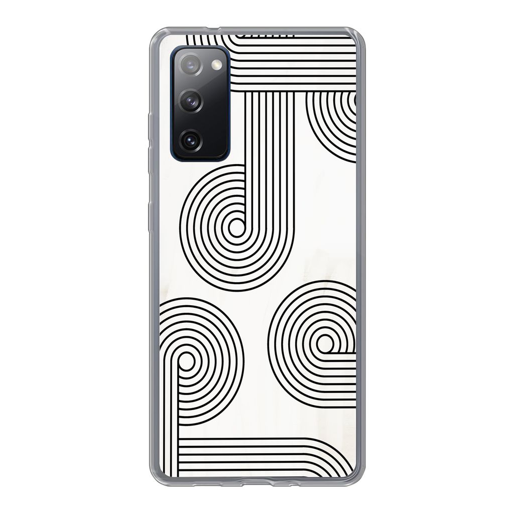 MuchoWow Handyhülle Schutzhülle Hülle für Samsung Galaxy S20 FE Abstrakt - Schwarz - Weiß - Kreis Silikon Softcase Handy Hülle - Abdeckung