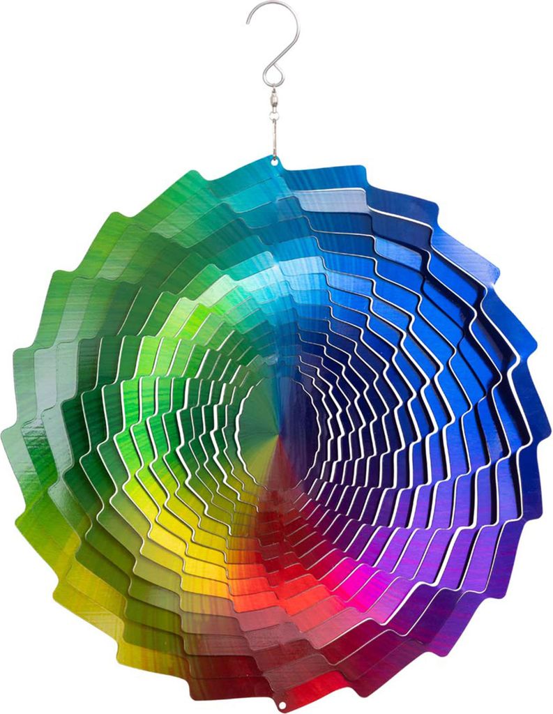 Kinetic Art: Metal Hanging Wind Spinner: 3D Rainbow Fountain