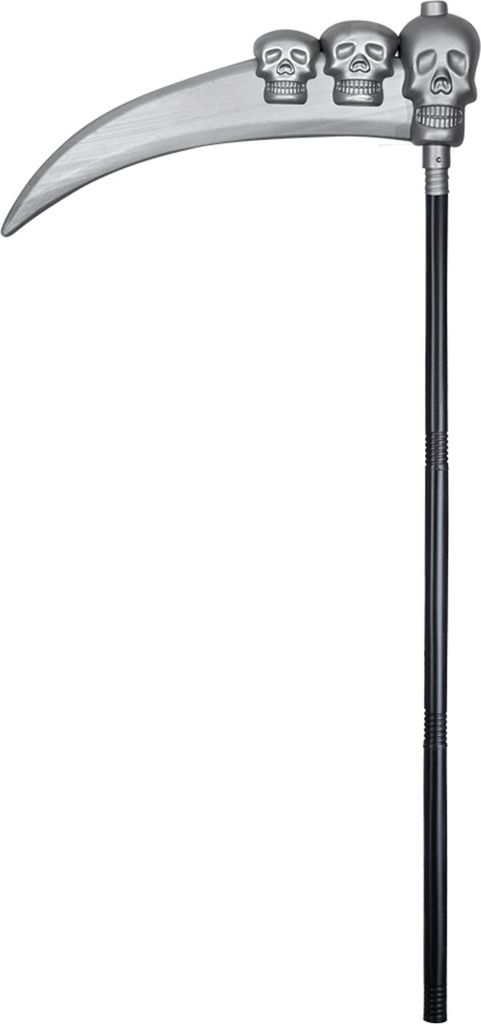 Falce con teschi Arma di Halloween nero-argento 103 cm Immagine del prodotto 