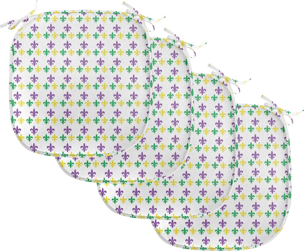 ABAKUHAUS Karneval Polster für Esszimmerstühle, Karneval-Lilien-Blumen, Dekoratives wasserfestes Kissen mit Riemen für Küchensitze, 40 cm x 40 ...