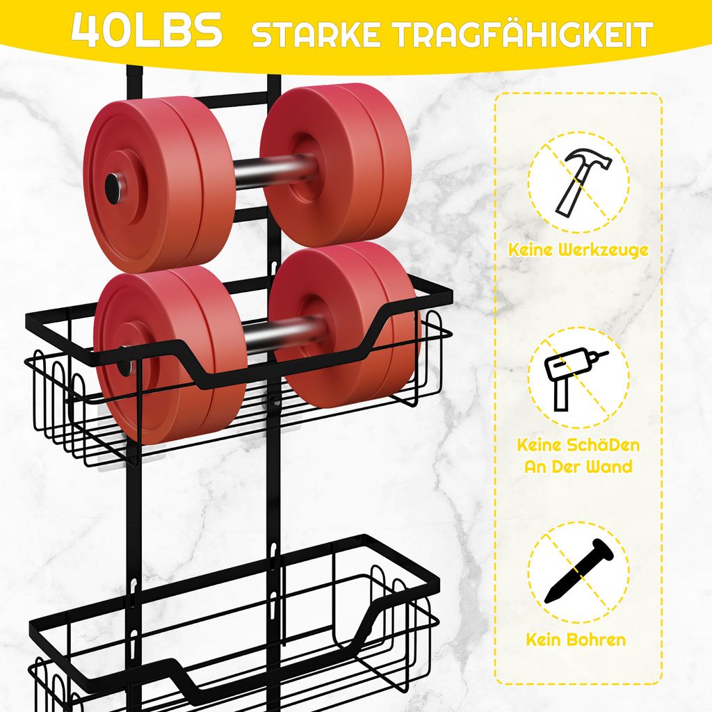 Duschablage zum Hängen Schwarz,Duschregal mit 2 Duschkörben Produktbild 7