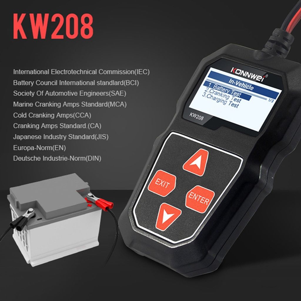 12V Autobatterietester Digital KFZ Batterieladegerät Diagnosegerät PKW Testgerät