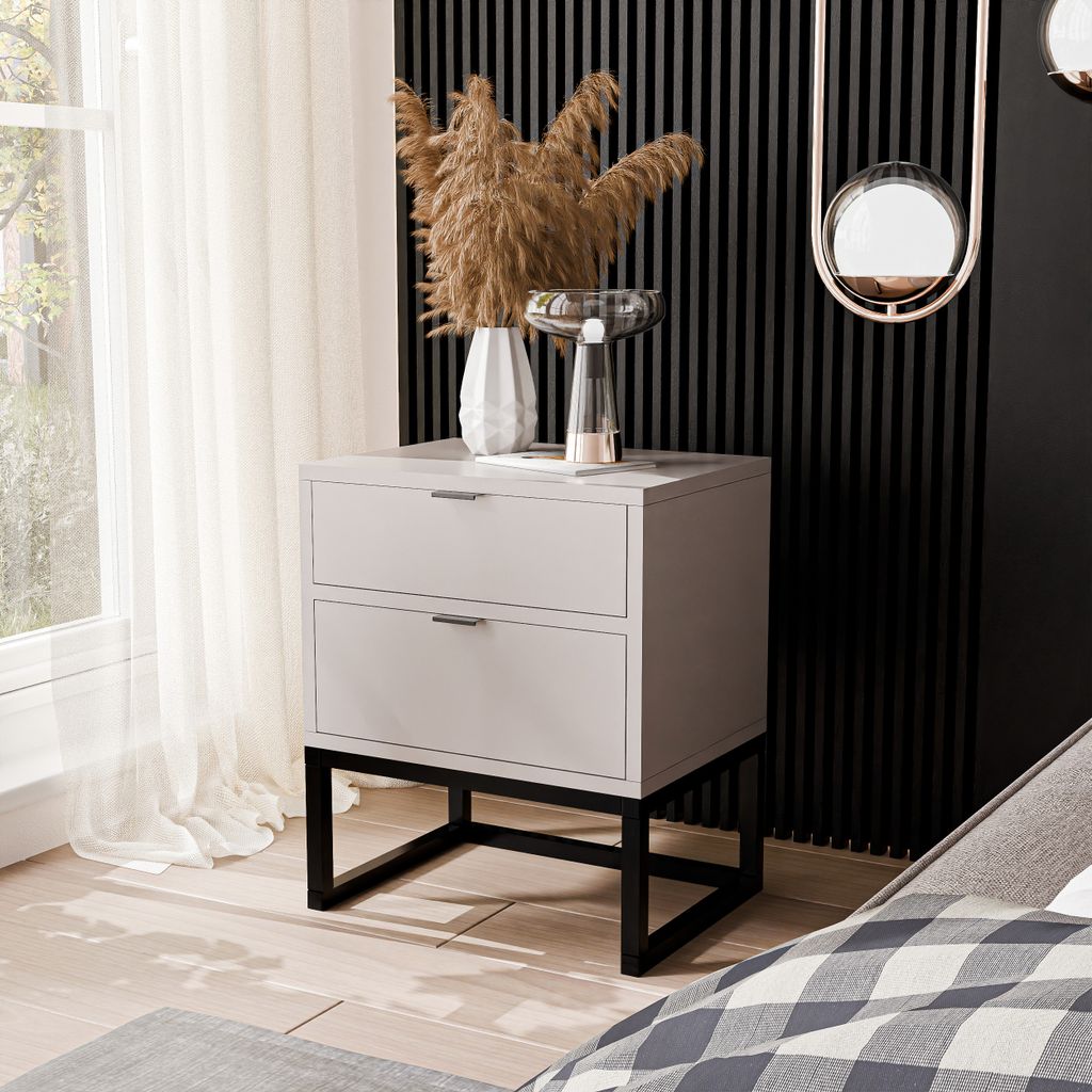 IDOHOME-Nachttisch MILO XL Kaschmir mit Schubladen und Produktbild 