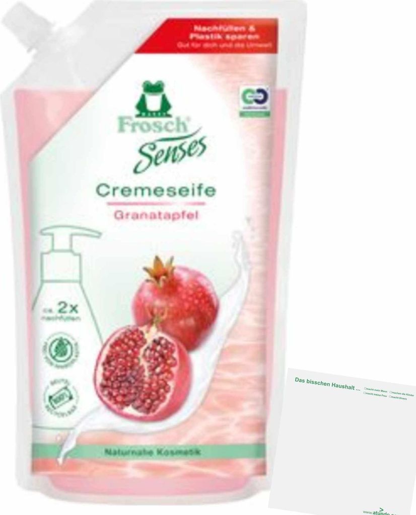 Frosch Flüssigseife Granatapfel Nachfüllpackung (500ml Flasche) + usy Block