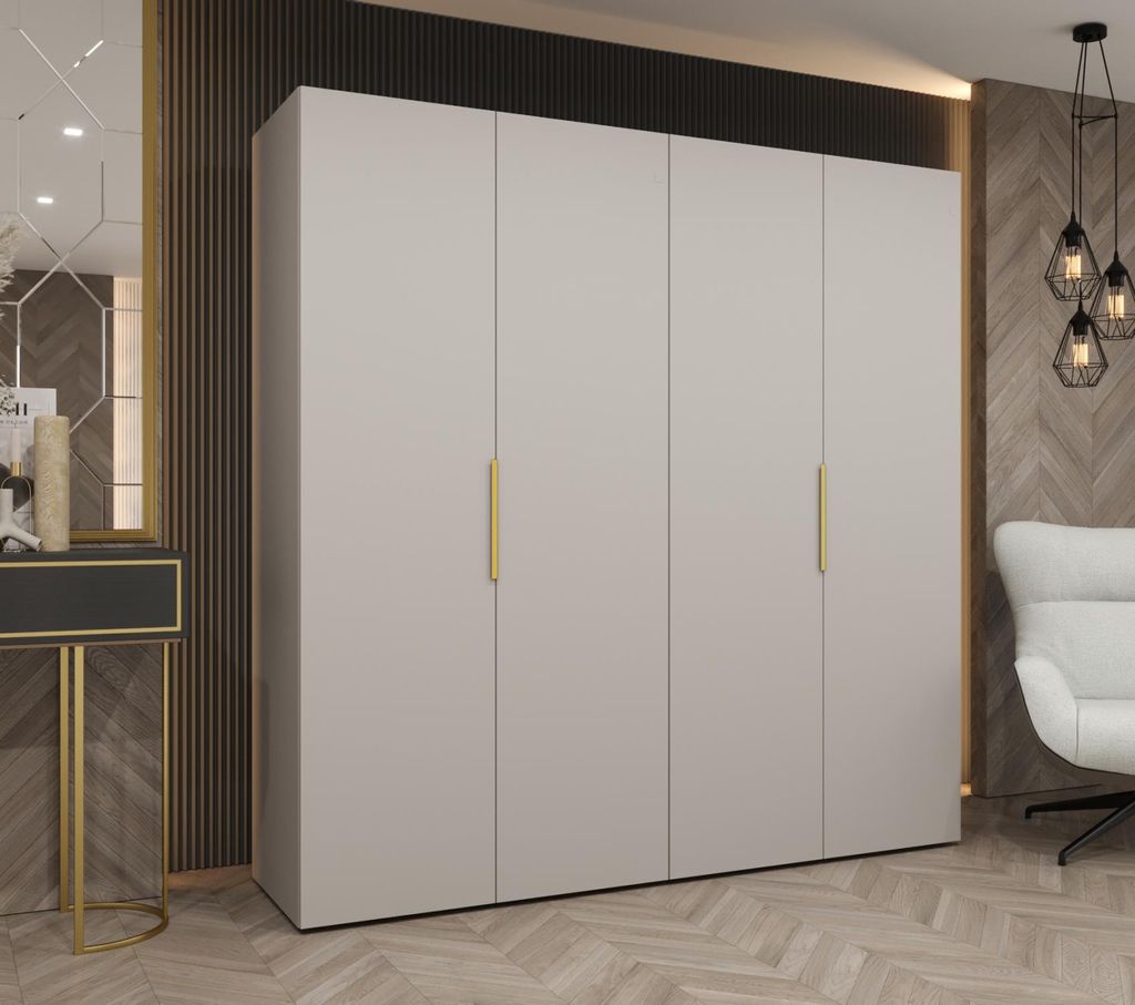 Kleiderschrank 200 cm TUANA - Kaschmir / Gold