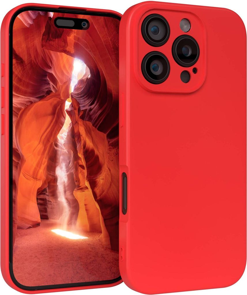EAZY CASE - TPU Hülle für Apple iPhone 16 Pro, TPU Case stoßfeste Handyhülle, weiches Cover mit Kameraschutz, Silikonhülle in Rot