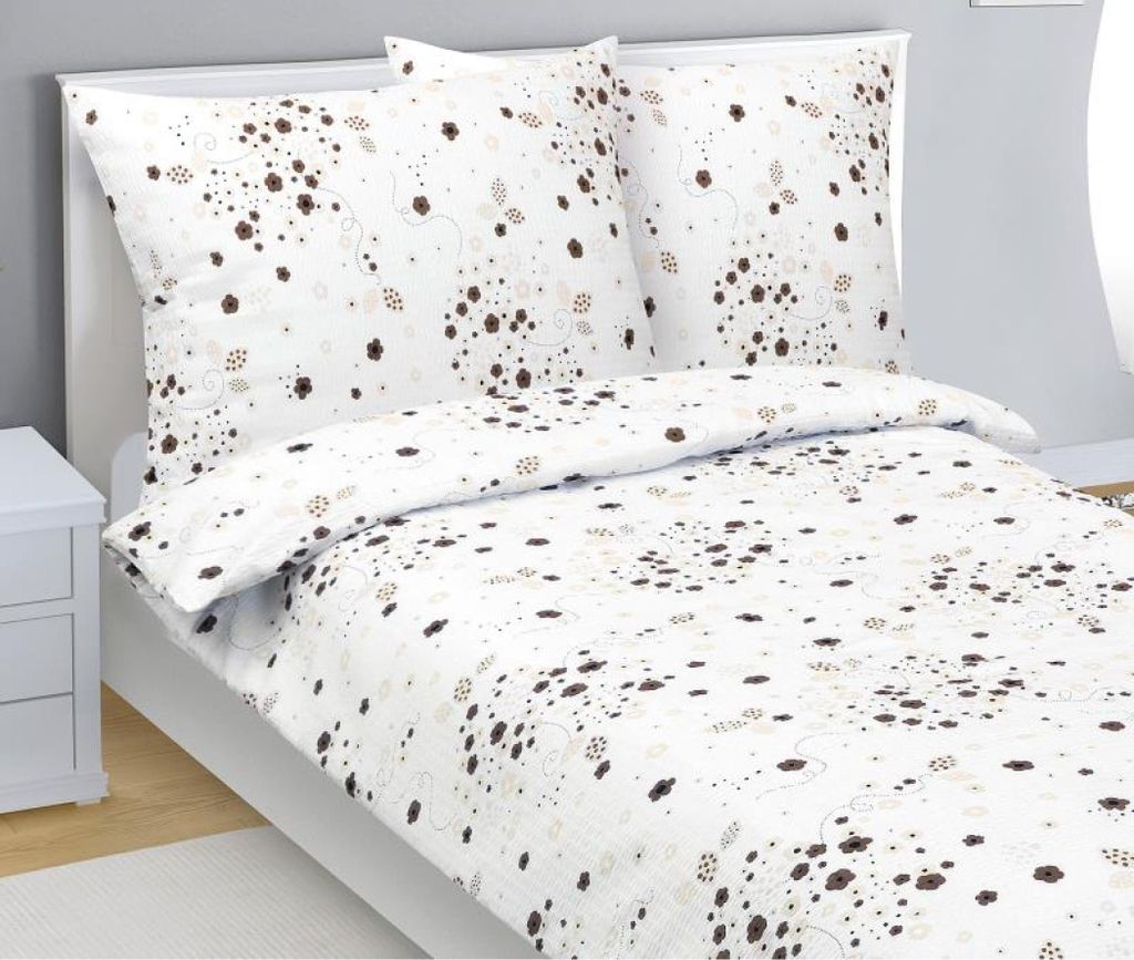 Kreppleinen - Braun, weiß - 140x200, 70x90