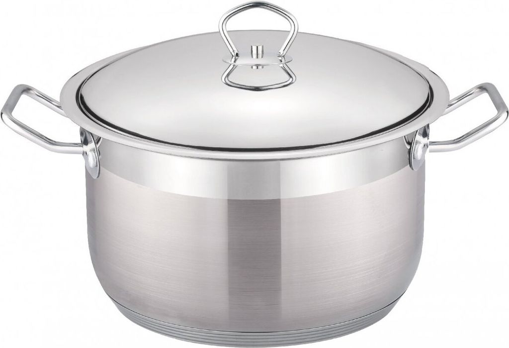 Edelstahl Kochtopf InduktionTopf Pfanne Deckel Suppentopf Silber 32 cm