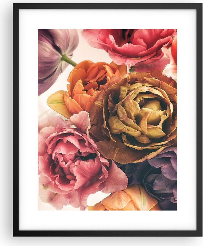 Gerahmtes Poster - Schwarzer Rahmen - Blumenstrauß Blumen Braut - 40x50 cm - Wand Bild - Wanddeko - Wandbilder - Kunstposter - Wandposter - Bilder...