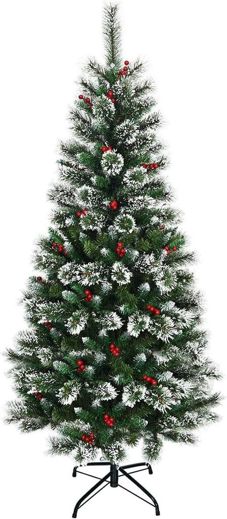 COSTWAY Sapin de Noël artificiel 180cm avec baies rouges, Image du produit 