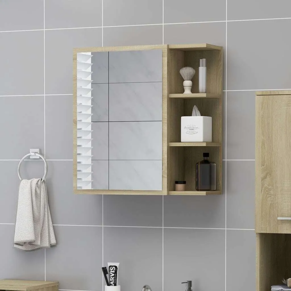 Armoire de toilette en bois Sonoma 62,5 cm avec grand miroir rectangulaire
