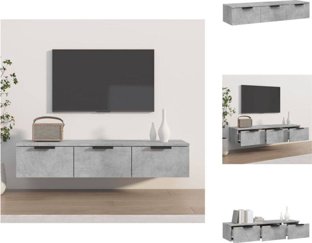 vidaXL Wandschrank Betongrau 102x30x20 cm Holzwerkstoff - Wandregale