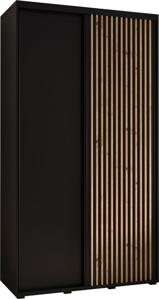 MEBLE KRYSPOL Lanko 1 Schrank mit 2 Schiebetüren - 235,2x140x45 cm - Schwarz Schwarz Artisan