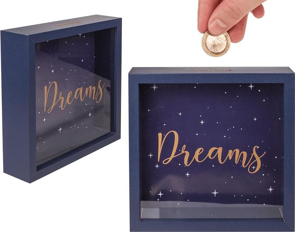 Holz-Spardose DREAMS im Rahmen