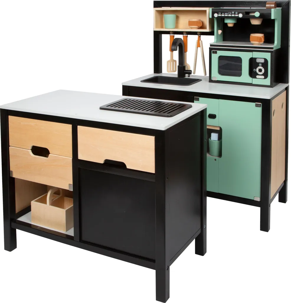 Cuisine enfant bois robuste et stable avec îlot pour petits espaces - 7