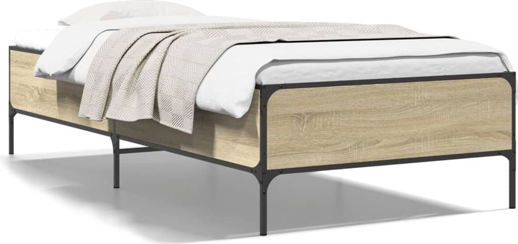 Möbel Bettgestell Sonoma-Eiche 90x190 cm Holzwerkstoff und Metall - Klassische Betten 844987