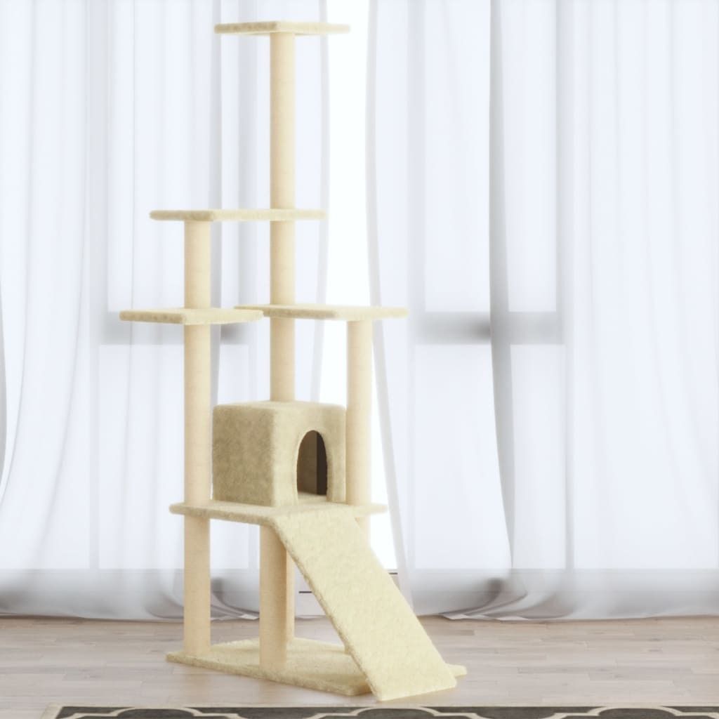 Kratzbaum mit Sisal-Kratzsäulen Creme 155 cm , Kratzbäume Design 2024