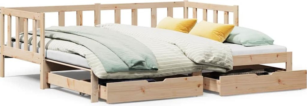 Tagesbett Ausziehbar mit Schubladen ohne Matratze 80x200 cm