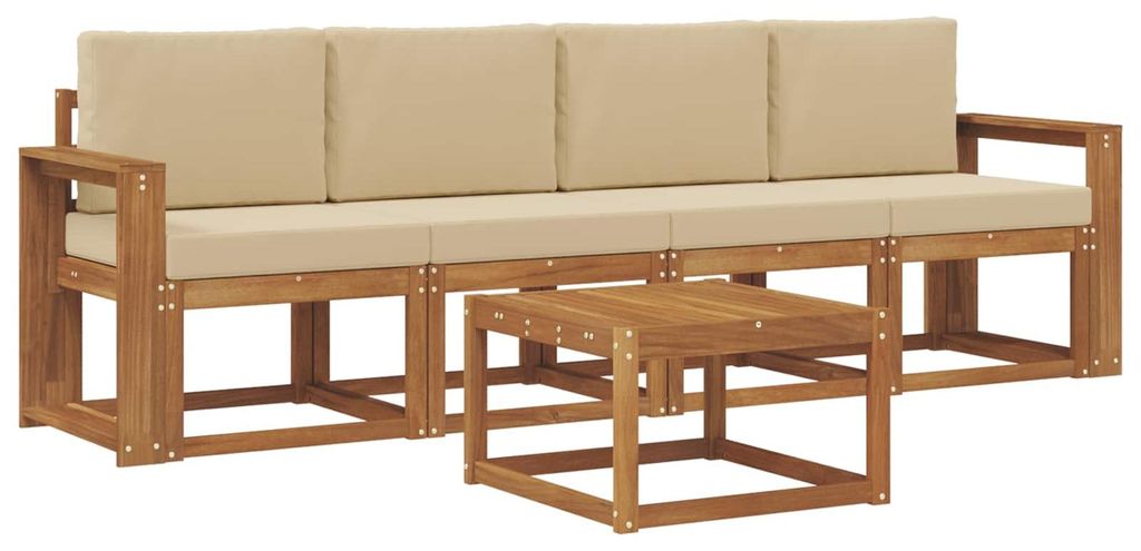 vidaXL Outdoor-Sofagarnitur mit Kissen 5 pcs Natur und Beige