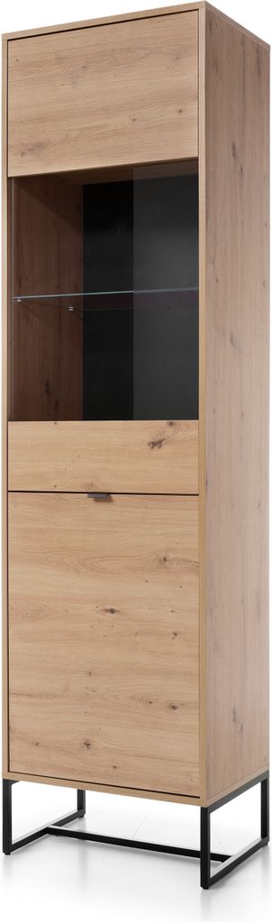 Artisan Eiche Vitrine 197 Cm - Modern, Hoch, Glas, Metallbeine