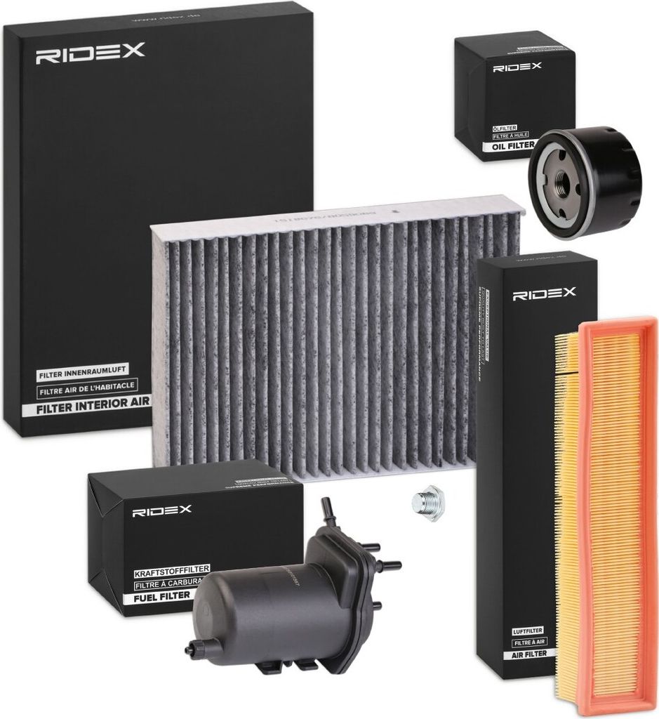 RIDEX Filterset Inspektionspaket Filtersatz für RENAULT CLIO II (BB0/1/2, CB0/1/2) KANGOO (KC0/1) KANGOO Express (FC0/1) CLIO II Kasten (SB0/1/2)