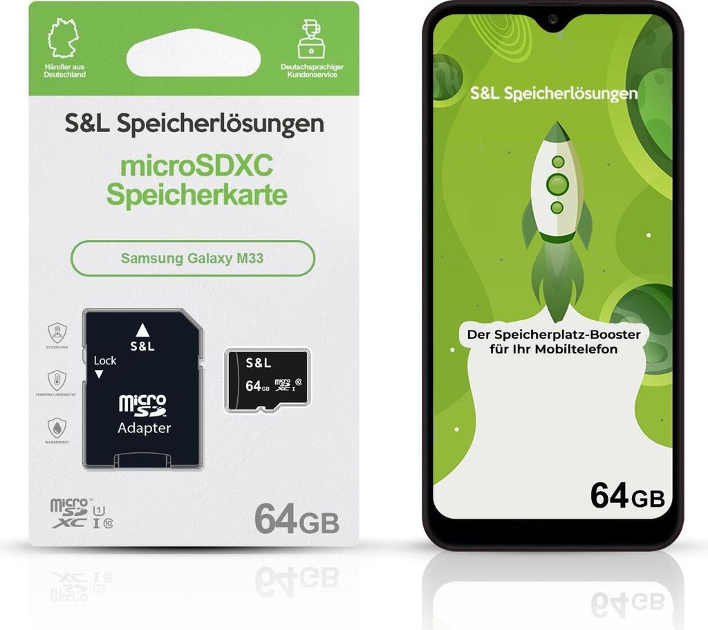 microSD Speicherkarte S&L für Samsung Galaxy M33 - Speicherkapazität: 64 GB