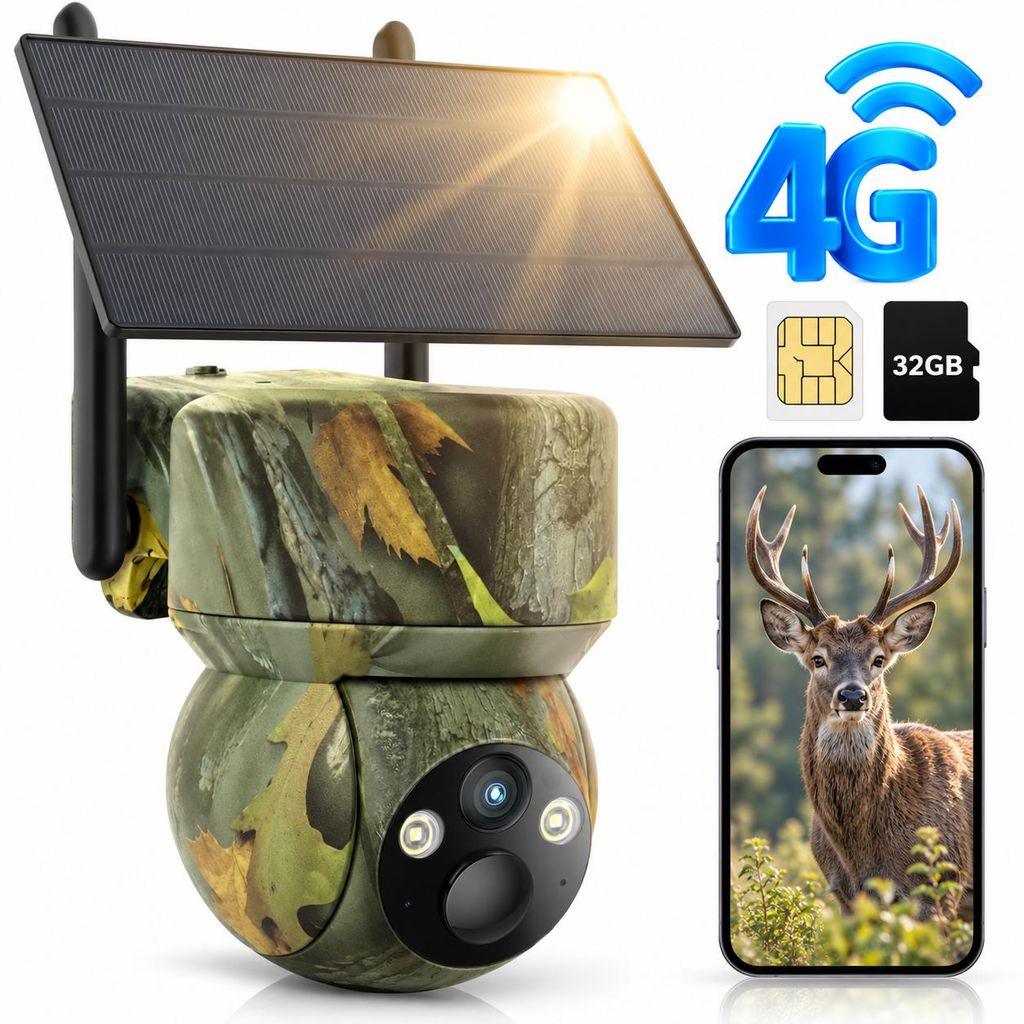 Kamera solarowa 4G LTE, 2K, 360° PTZ, z transmisją na Zdjęcie produktu 