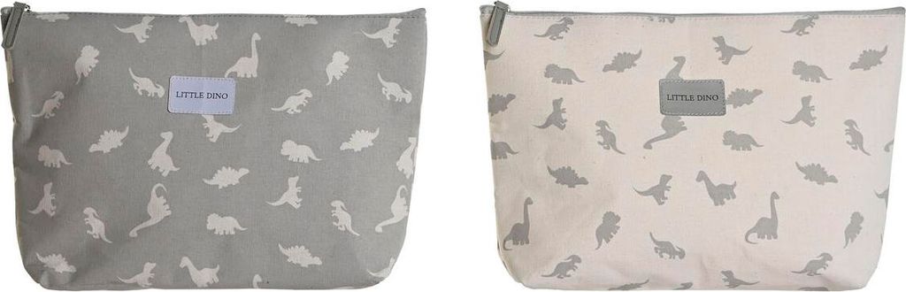 Reise-Toilettentasche DKD Home Decor Weiß Grau Baumwolle 33 x 8 x 21 cm (2 Stück)